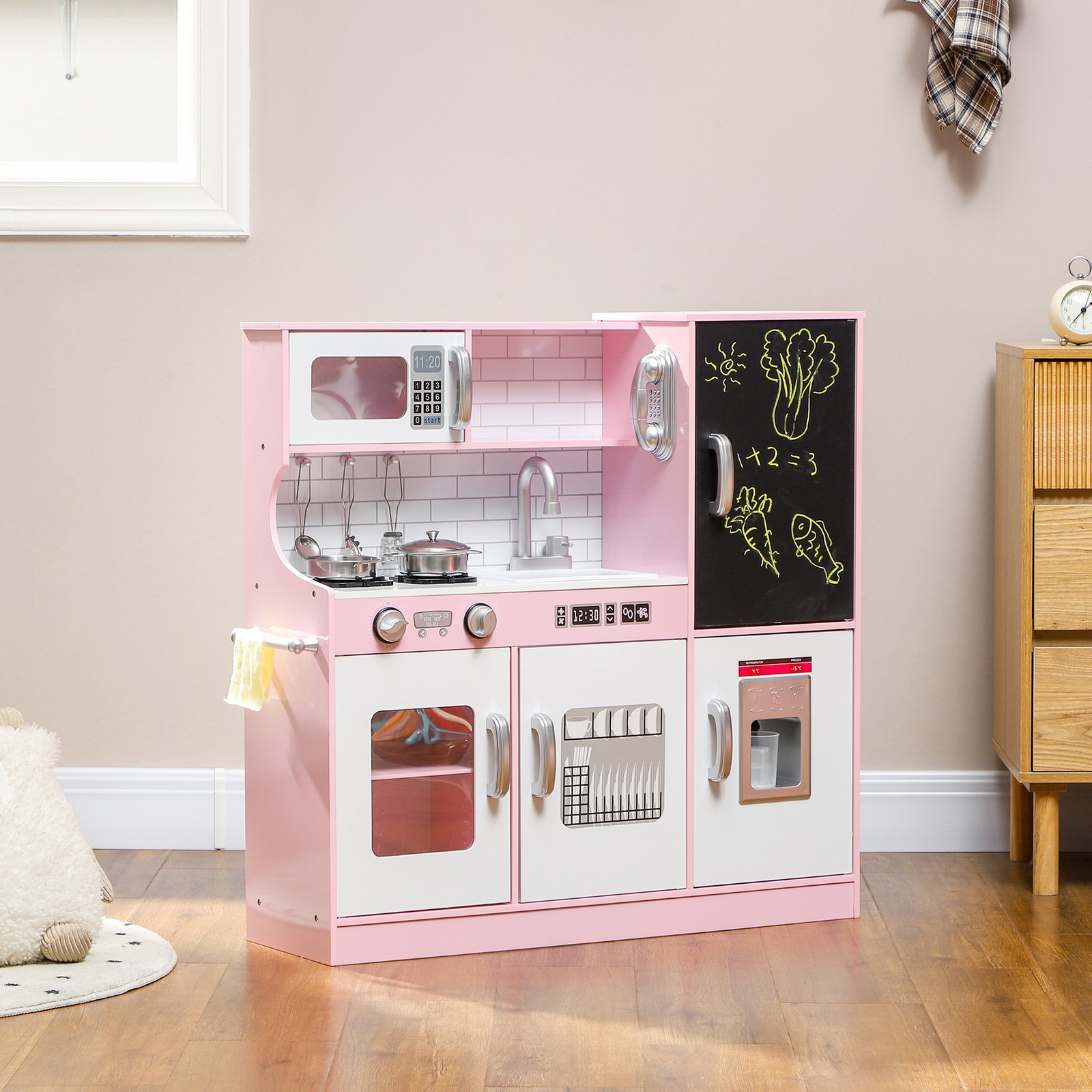 AIYAPLAY Cucina Giocattolo per Bambini 3-8 Anni in Legno con Accessori Rosa foto 3