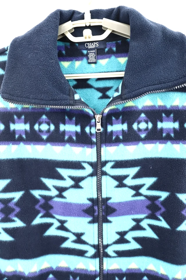 CHAPS SPORT Women's Fleece 100%  Polyester Vest Jacket Full Zip Aztec Size XL - Image 4 of 4