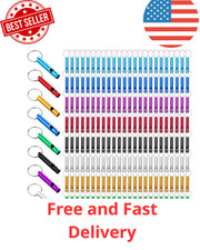 200 Pcs Emergency Whistles with Keychains Aluminum Extra Loud Survival Safety...