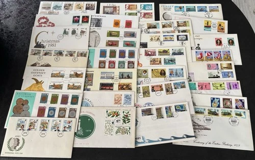 Vintage Stamp Collection GUERNESY JERSEY First Day Covers x28 UNADDRESSED FDC