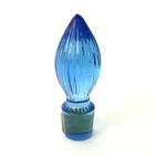 Vintage Fenton Blue Glass Ribbed Flame Stopper Original Gift Shop Sticker NOS
