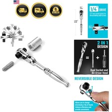 14 Drive Ratchet Handle 2 In 1 Flex Head Ratchet Socketbit Driver 72-to...