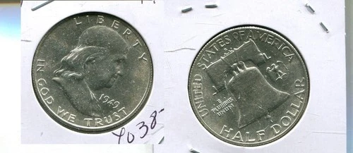 1949 S FRANKLIN SILVER HALF DOLLAR AU 4038T