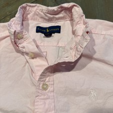 Ralph Lauren Pink Button-Down Shirt Cotton Embroidered Logo Boy 10/12 M