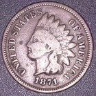1871 NDIAN HEAD CENT 1C , HARD DATE
