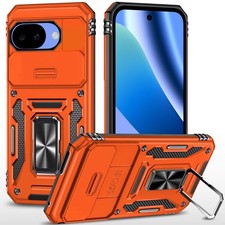 for Google Pixel 10a Tough Metal Ring Case with Movable Camera Window -