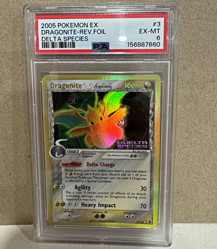 2005 Pokémon TCG EX Delta Species Dragonite #3/113 Reverse Holo PSA 6