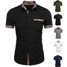 Herren T-Shirt Hemdshirt Kurzarm Blusehemd He...