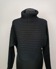 New Look ladies ribbed knit roll neck jumper dolman sleeve sz M black