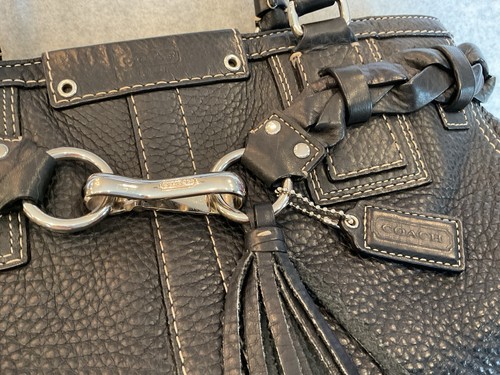 Vintage Coach Hamptons 13087 Satchel Handbag Purse Pebbled Leather Black Braided by Coach, $81.18 - Photo 3
