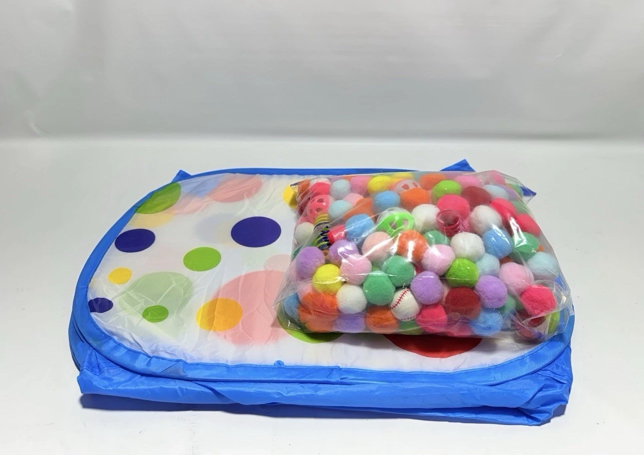 Palksky Cat Ball Pit w/ 210 Balls & Spring Toys Interactive Cat Playpen