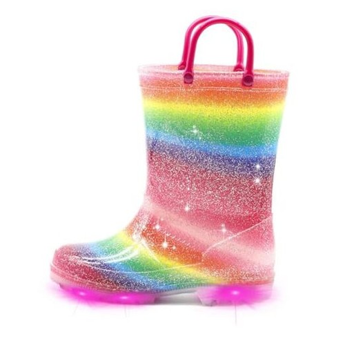 EUXTERPA Kids Toddler Light Up Rain Boots Boys Girls 8 Toddler Rainbow