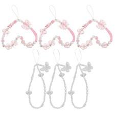 6PCS Phone Charm Bracelet: Beaded Cellphone Strap - Heart Phone Lanyard with