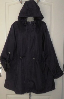 YOURS Clothing Marineblauer leichter Parka Regenjacke Mantel mit Kapuze Übergröße 20