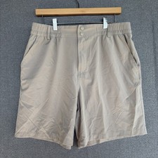 Burlebo Tan Solid Shorts Men's Regular L Pockets Flat Front Button Zip