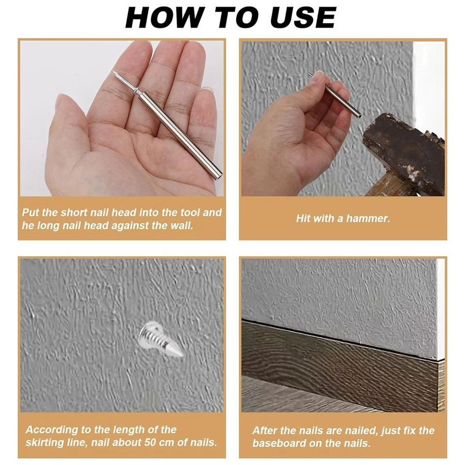 150 Pièces Aseboard Clou Sans Couture Vis à  Tête avec Outil à Manchon M7B68222 - Photo 2/4