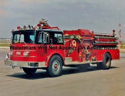 Chicago O'Hare Airport Fire Truck 1976 FMC Bean E9 Photograph Print 8.5x11''