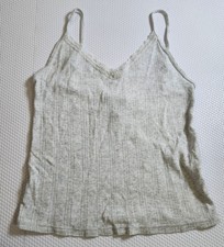 Lace Trim V-Neck Knit Cami Tank Top - Light Gray Runs Small