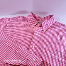 Brooks Brothers Regent Dress Shirt Mens 17.5 Pink Checked Button Up