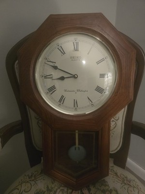 Seiko Quartz Westminster Whittington Wooden Schoolhouse Wall Clock