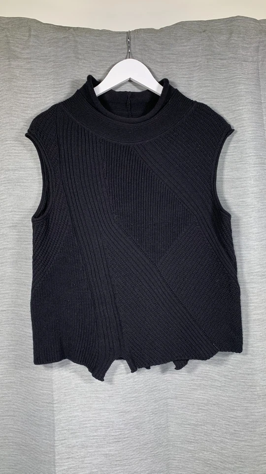 OSKA Knitted Sweater Vest Tank Top Size 1 UK10 Black Virgin Wool Arty Lagenlook - Image 2 of 4