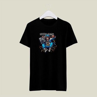 Black Funky 80s Monkey Mens T Shirt Gildan X-LARGE