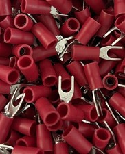 NEW 300pcs Fork Terminal Crimp Wire Connectors Electrical PVC 16-22 AWG - Red