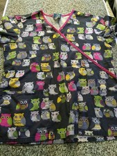 Hq scrub top with owls size small