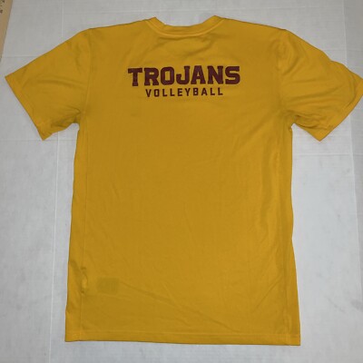 Vtg Official USC Trojans Volleyball Team Issued Nike Tee Shirt Small Yellow NCAA