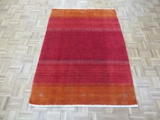 4'2 x 6 Hand Knotted Red Orange Gabbe Modern Oriental Rug G8436