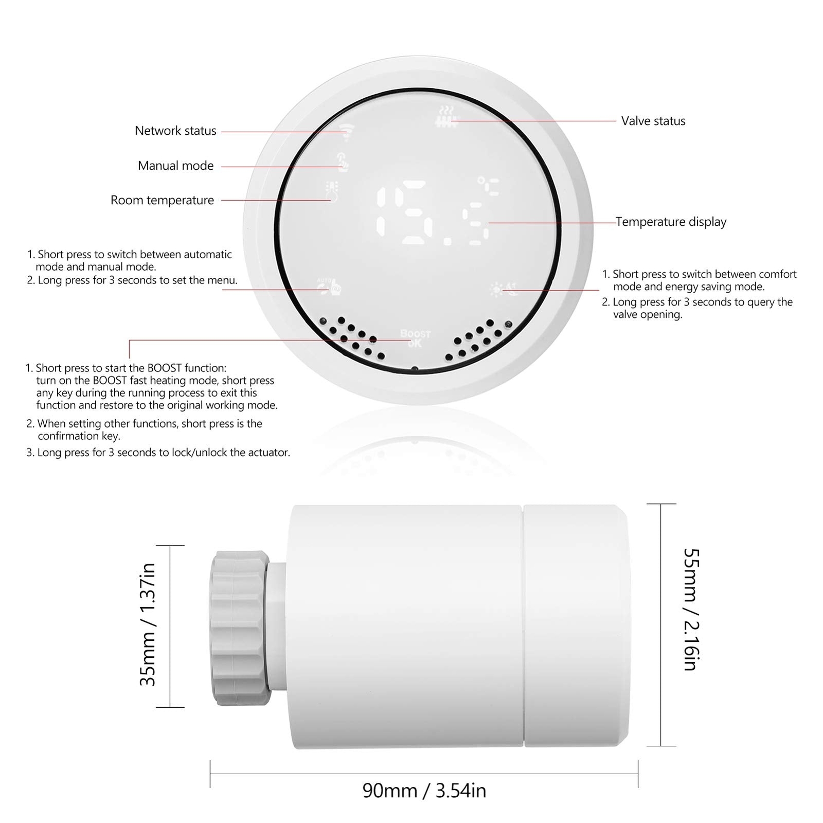 Sandy Beach Heizkörperrohr-Abdeckung | Weiß, 130x18 Mm | Verstellbare Manschetten Für TRV Thermostatventile