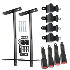 4 Retractable Golf Cart Seat Belts and Bracket Kit Fit for EZGO Yamaha Club Car