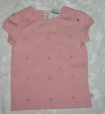 Gymboree LEMONY FRESH TopTee Shirt Pink w/ embr fruit Short sleeve NWT 4