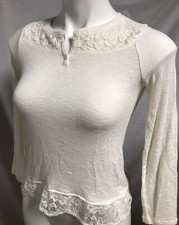Lace Trim Ivory Cream Colored Sweater By Justice Girls Size 10 New