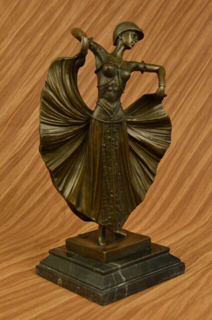 Art Deco Flair Ballerina Bronzo Scultura Da ~ Chiparus Statua Marmo Statuina