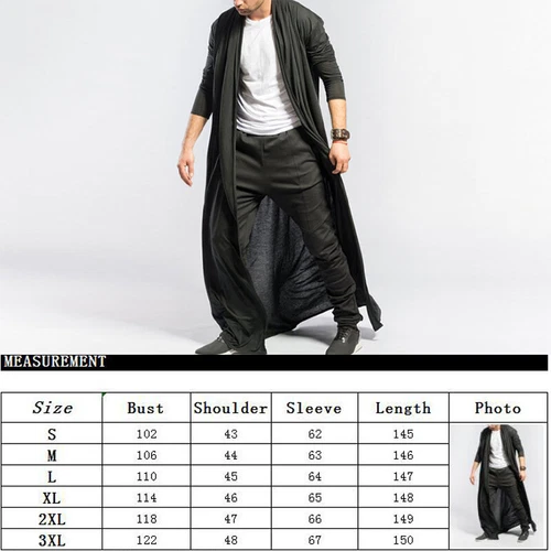 Full Length Adult Mens Baggy Casual Coat Cape Loose Long Cardigan Cloak Tops - Picture 3 of 13
