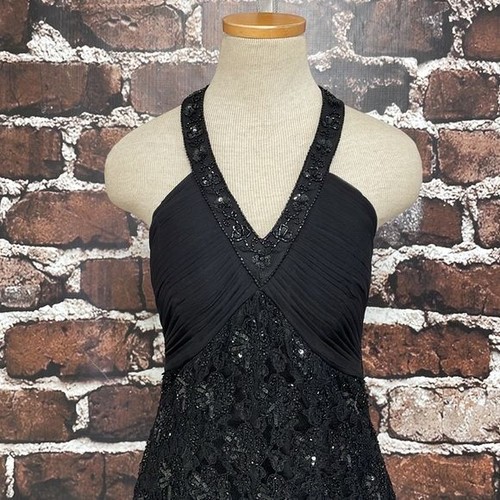 SEAN Collection Dress Women's S Small Black Beaded Cocktail Evening Gown Halter - Picture 2 of 12