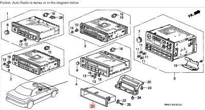 Honda 純正 マルチボックス UTILITY POCKET 90-04 Honda Acura OEM Under Radio Storage Compartment 1 DIN Pocket