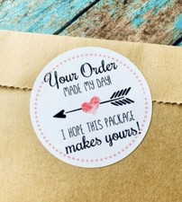 30 1.5" THANK YOU HEART MADE MY DAY FAVOR LABELS ROUND STICKERS ENVELOPE SEALS