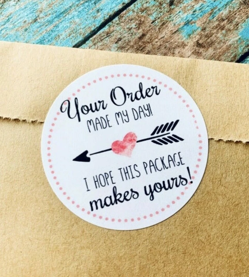 HOMEMADE 30 1.5" THANK YOU HEART MADE MY DAY FAVOR LABELS ROUND STICKERS ENVELOPE SEALS