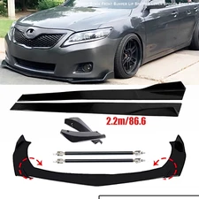 Front Bumper Lip Spoiler Splitter Glossy Black For Toyota Corolla Camry Side