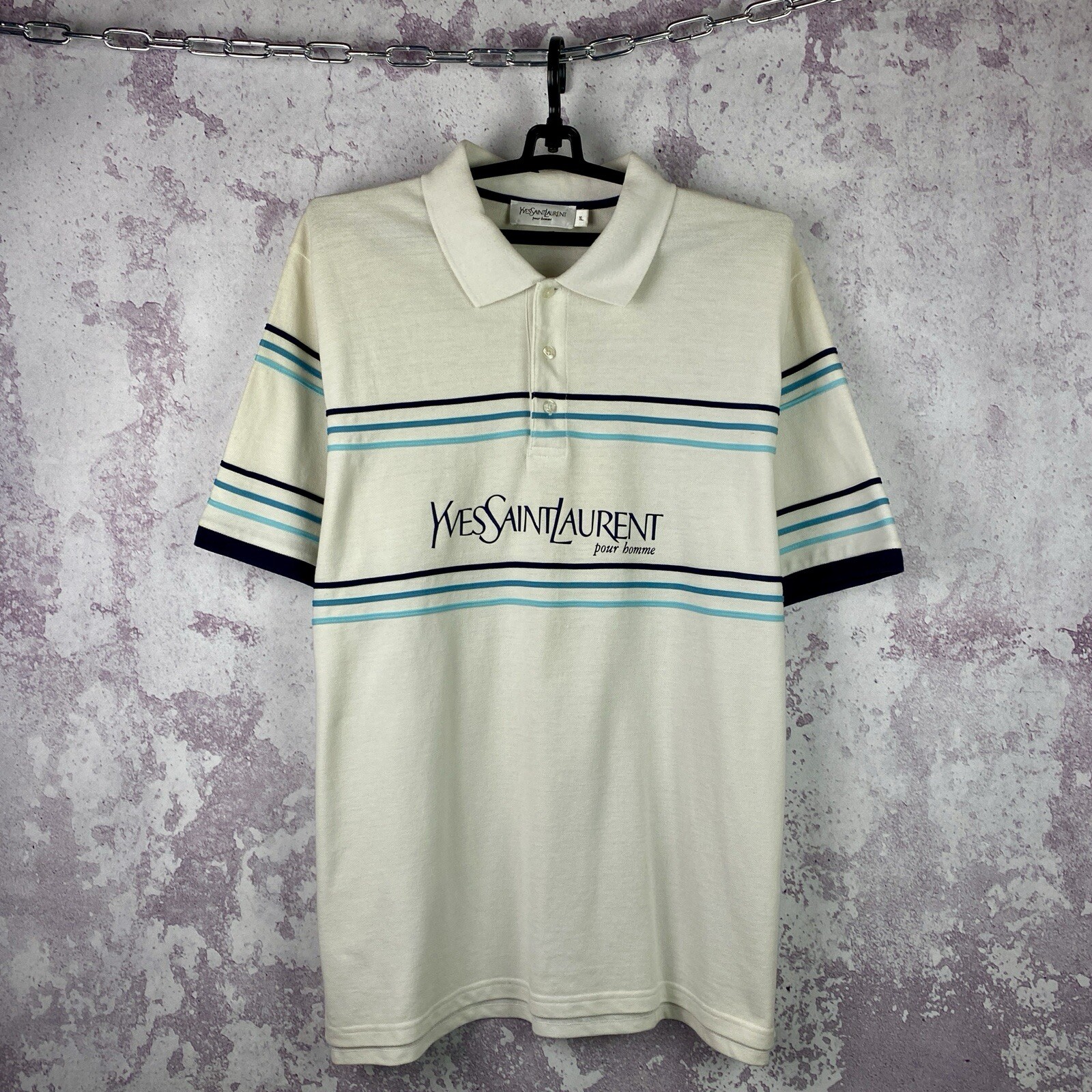 Polo Yves Saint Laurent YSL vintage grande logo Y2K lusso uomo taglia XL