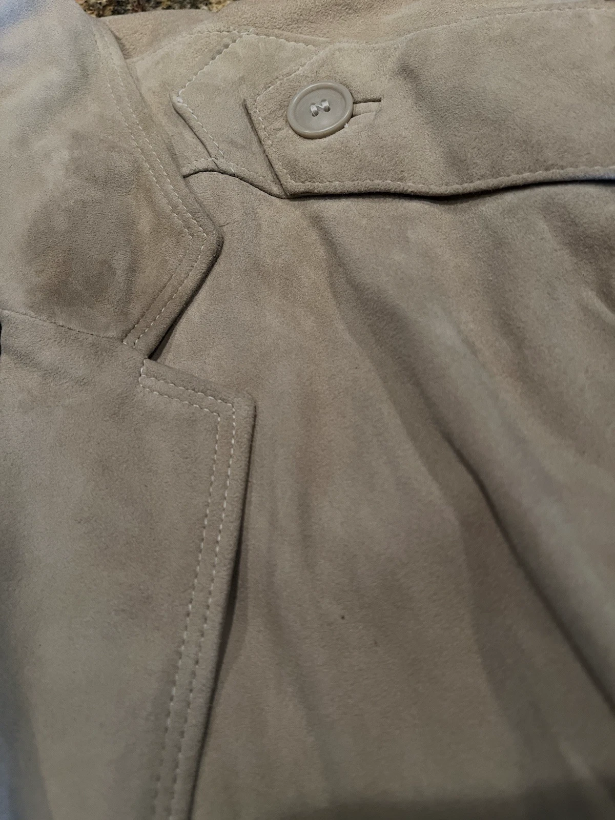 Giacca vintage G. Gucci Spa uomo beige scamosciata fodera rossa a quadri taglia 48