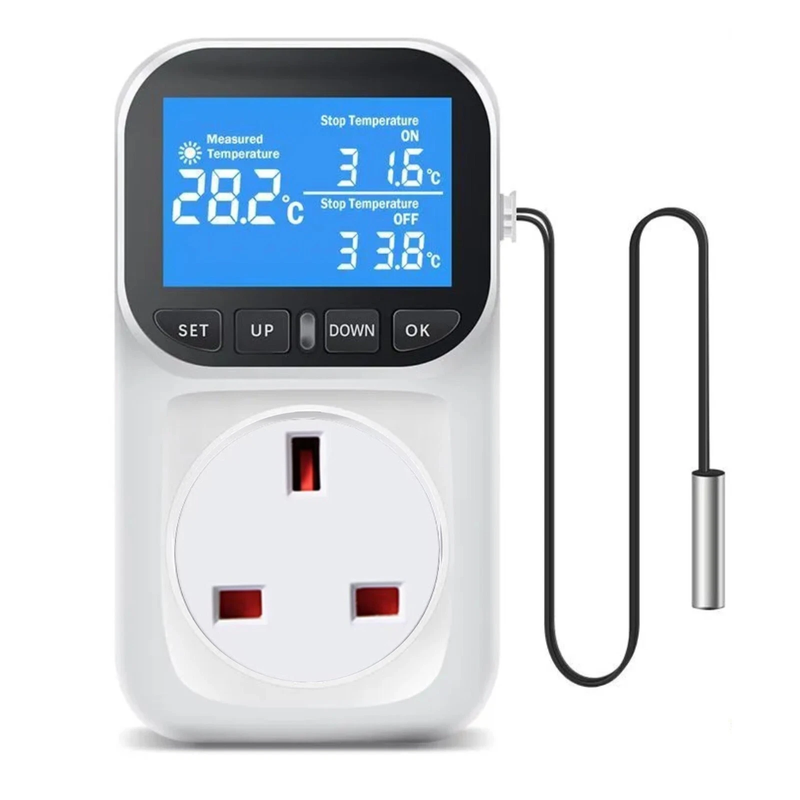 Digital Thermostat Timer Plug In UK Heat or Cool Mode with Probe - Morris
Opens in a new window or t