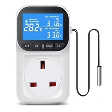 Digital Thermostat Timer Plug In UK Heat or Cool Mode with Probe - Morris
