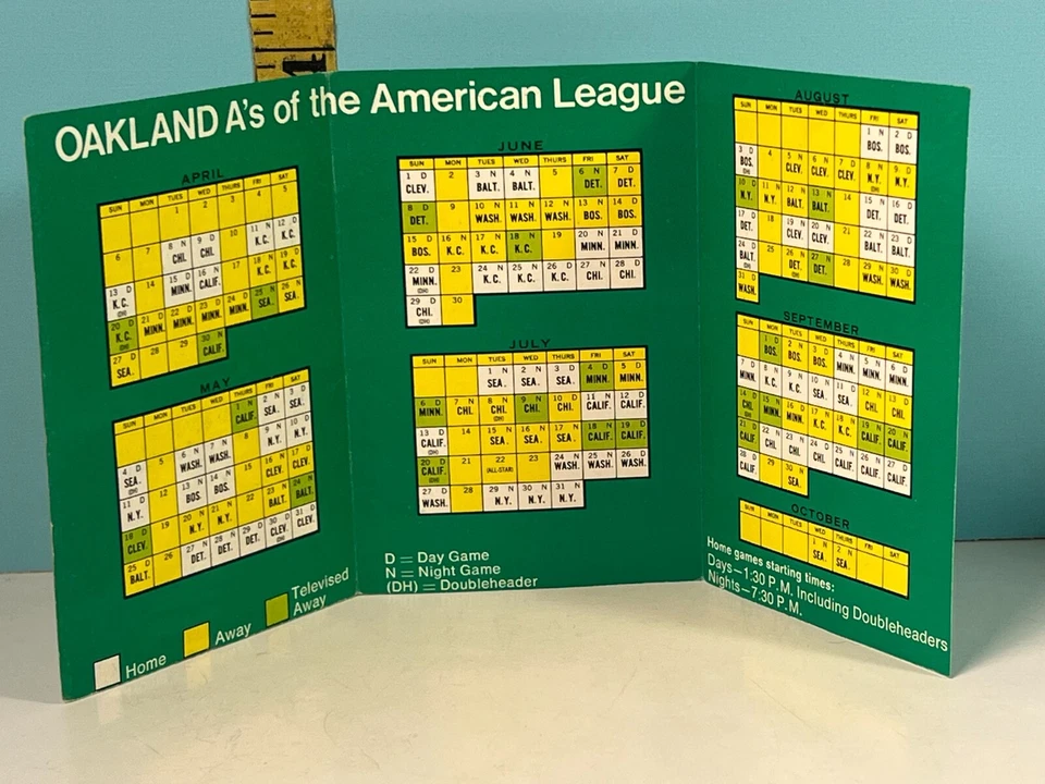 1969 Oakland A's Athletics Baseball Schedule Atlantic Richfield Gas - Image 2 of 3