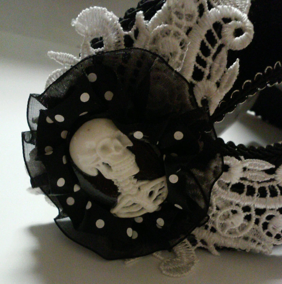 COLECCIÓN HUESOS MEDIA MÁSCARA ESQUELETO GÓTICO MUJER DISFRAZ ACCESORIO Foto 2 de 3