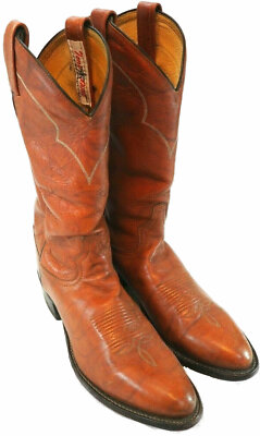 Vintage Tony Lama Western Cowboy Boots 5084 UNISEX VTG TONY LAMA #5084 Leather Cowboy Western Boots Cognac  main image 3