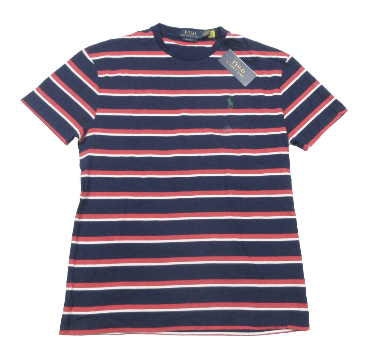 Polo Ralph Lauren Men's Navy/Red/White Stripe Crew-Neck Classic