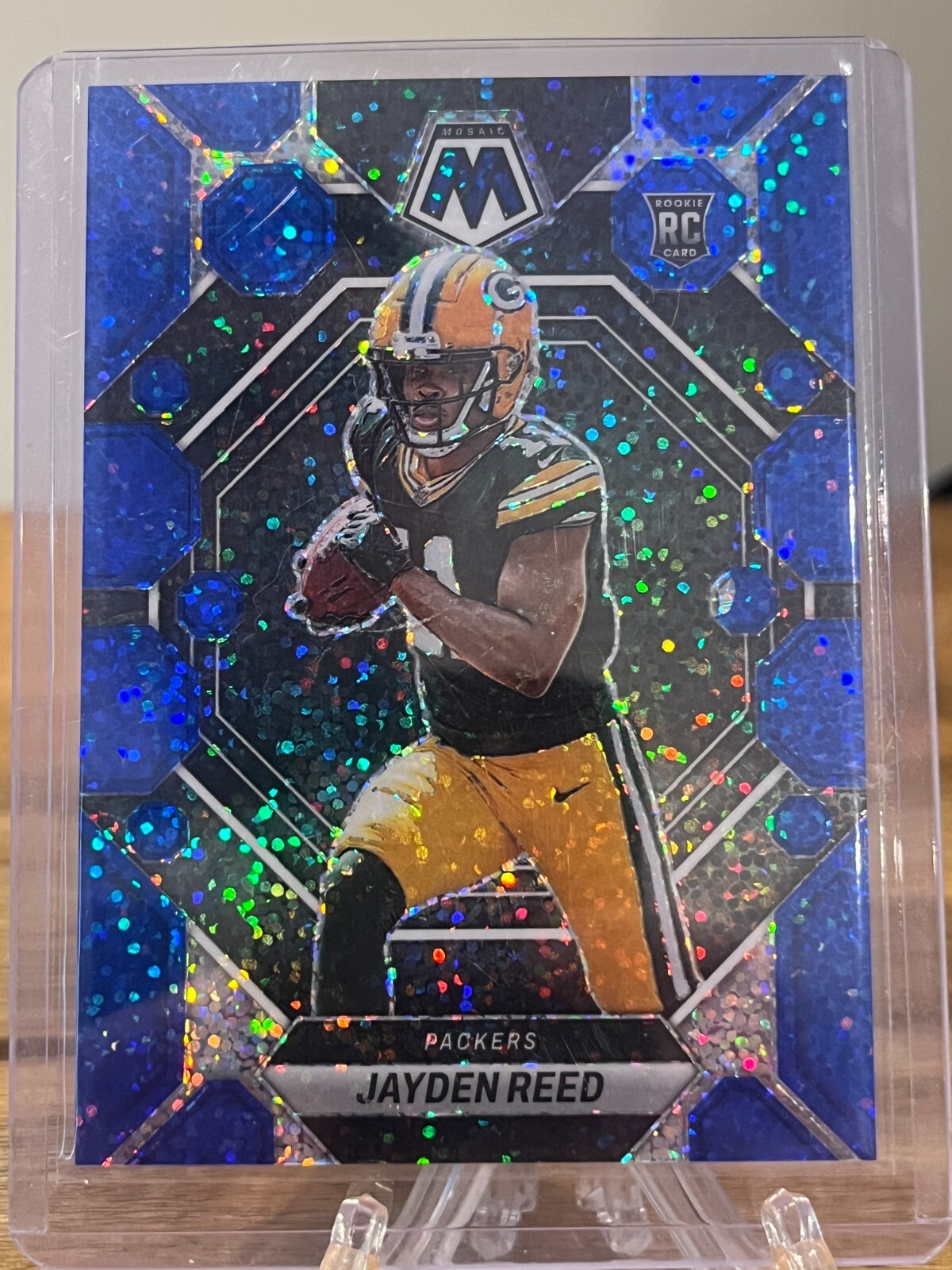 2023 Panini Mosaic - #333 Jayden Reed (RC) - Blue Sparkle 37/96 SSP!